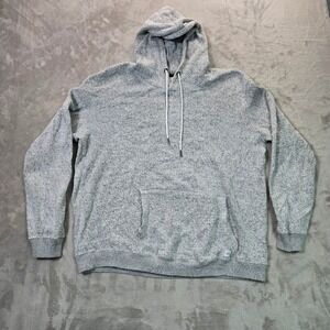 Departwest Mens XL Gray Marl Knit Pullover‎ Hoodie Kangaroo Pocket Drawstring